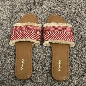 Sonoma Women's Red and Tan Fringe Sandals